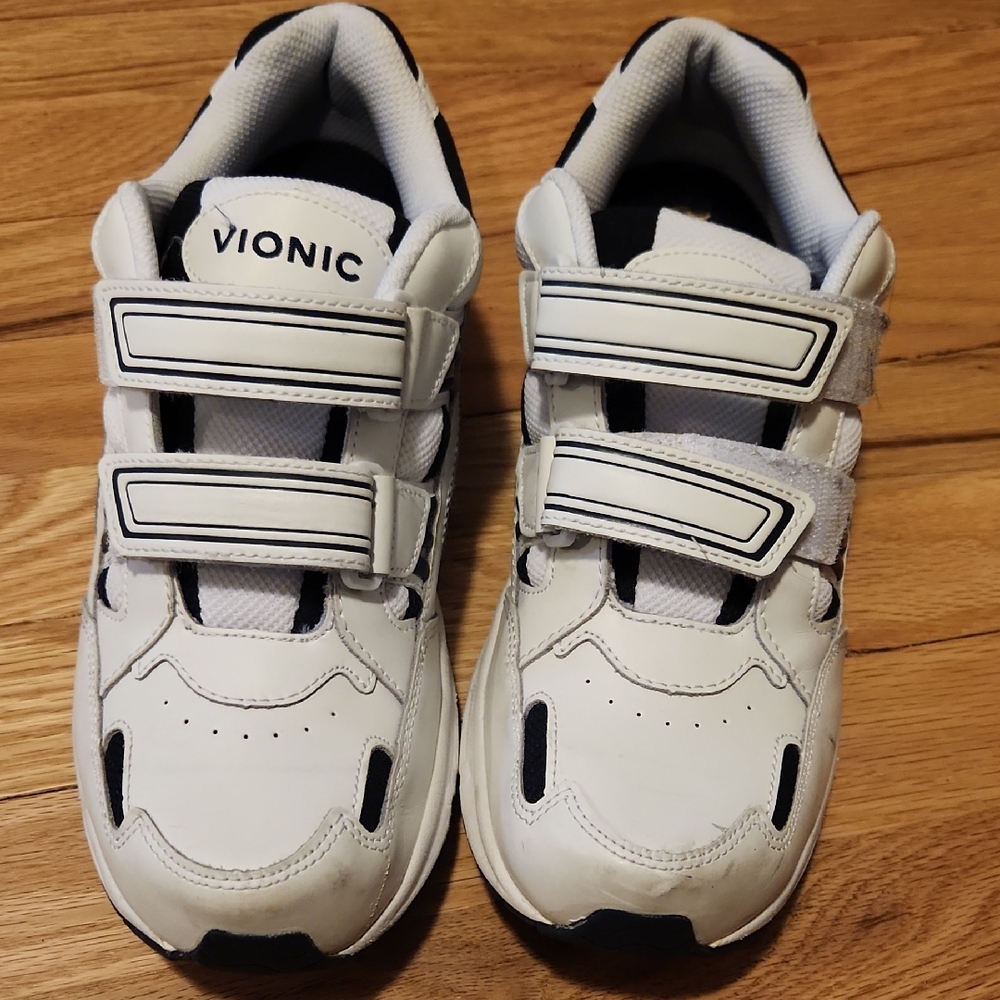 Vionic Mens Albert Orthopedic Velcro Closure Tennis Shoes Leather Upper Size 9.5